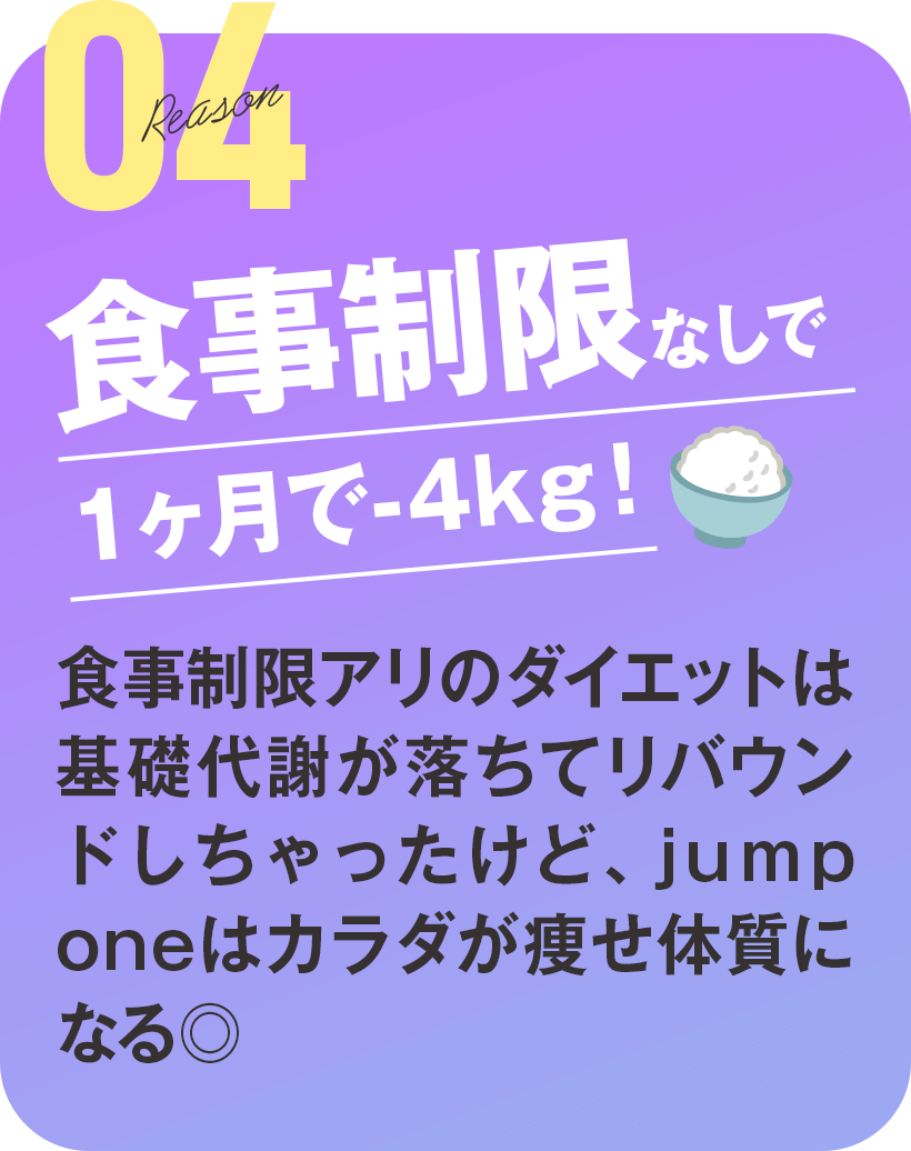 食事制限なしで１ヶ月で-4kg！